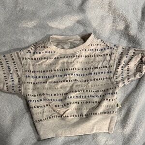 Cozy Patterned Kids Sweatshirt - Cream and Blue